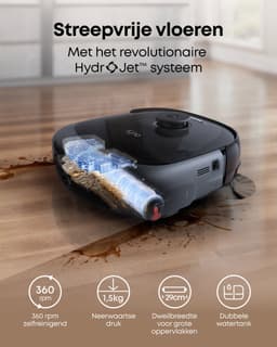eufy Robotstofzuiger Omni E25 met 6 stofzakken, HydroJet dweilsysteem, 20.000 Pa zuigkracht, DuoSpiral borstels die ontklitten, CornerRover arm voor het schoonmaken van hoeken, alles-in-één station — thumbnail 3
