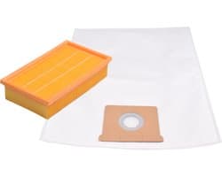 Geschikt voor KARCHER. 5 stuks. Stofzuigerzakken en Vlakfilter voor NT35/1, Synthetisch 5-lagig. COVAKO Merk