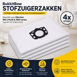 BukkitBow - Stofzuigerzakken / Stofzakken - Geschikt voor Kärcher WD3-serie en WD 2 PLUS (KFI 357) - 4 Stuks — thumbnail 2