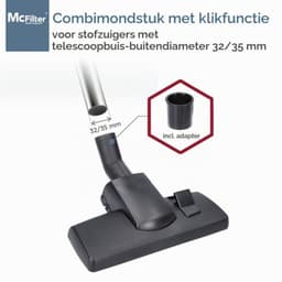 stofzuigermondstuk – universeel vloermondstuk voor stofzuigers, geschikt voor,,,, | 35/32 mm | 1 grote rol | 2 draadopnemers | borstel | incl. aansluitadapter — thumbnail 1