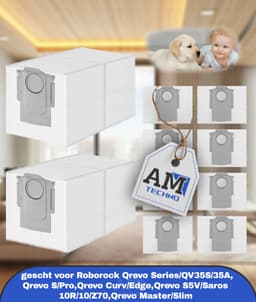 Stofzakken gescht voor Roborock Qrevo Series/QV35S/35A,Qrevo S/Pro,Qrevo Curv/Edge,Qrevo S5V/Saros 10R/10/Z70,Qrevo Master/Slim Robotstofzuiger Accessoires,10 Stuks 3L Stofzuigerzakken met Hoge Capaciteit — thumbnail 1