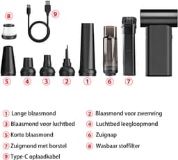 Hexinex Krachtige 180W Handstofzuiger met 8000 mAh Battery - Draagbaar en Uitzonderlijk Lange Gebruikstijd — thumbnail 3