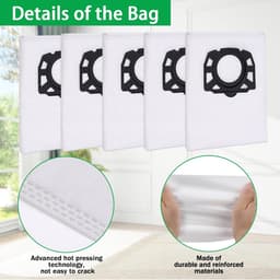 12 stuks stofzuigerzakken - Vervangingszakken voor het filter - Stofzuigeraccessoires - Niet geweven filterzakken - Nat en droog gebruik - Filtert haar, stof en vlekken - Geschikt voor stofzuigers en robotstofzuigers (50*40 cm - Wit) — thumbnail 3