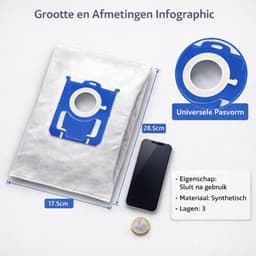 40x Stofzuigerzakken geschikt voor Philips S-Bag FC8021/03 Vervanging Synthetisch Stofzakken classic long performance stofzuigzakken, fc8021/03, fc8021/05, performer compact, performer active, powerlife - AEG gr201s, gr201sm, vx6 x force — thumbnail 5