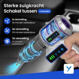 Auto stofzuiger draadloos - Handstofzuiger - Mini Stofzuiger - Stofzuiger Auto - Led scherm - Incl. Blaasfunctie, opzetstukjes en reiskoffertje — thumbnail 3