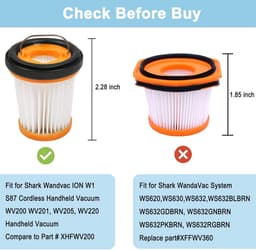 Set van 6 stofzuigerfilters geschikt voor Shark draadloze handstofzuigers W1/W2/W3WV200WV205 - 6 stofzuigerfilters en 1 schoonmaakborstel — thumbnail 4