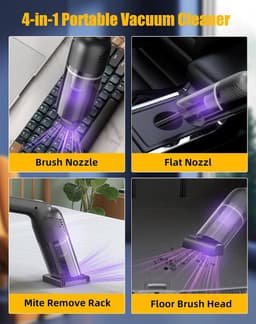 Handstofzuiger - Grijs - Draagbare Accu Stofzuiger met HEPA-filters - Voor Auto en Huis — thumbnail 3