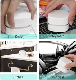 Mini Draadloze Tafelstofzuiger, Draagbare Bureau Stofzuiger USB-oplaadbaar voor Toetsenbord, Laptop, Kantoor, Auto en Huisdierenhaar(Zwart) — thumbnail 4