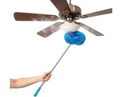 Plumeau voor Plafondventilatoren - Stofwisser Telescoop - Stof Verwijderen - Elektrostatische Borstelkop - 115 cm - Blauw