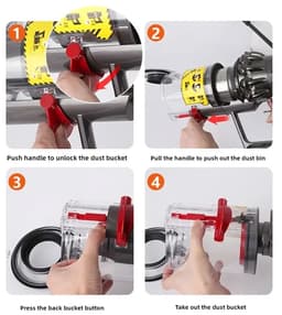 Vervangend Stofreservoir voor Draadloze Steelstofzuigers – Compatibel met V10-serie – Transparant Plastic met Handvat – Stofbak voor Efficiënte Stofverzameling — thumbnail 3