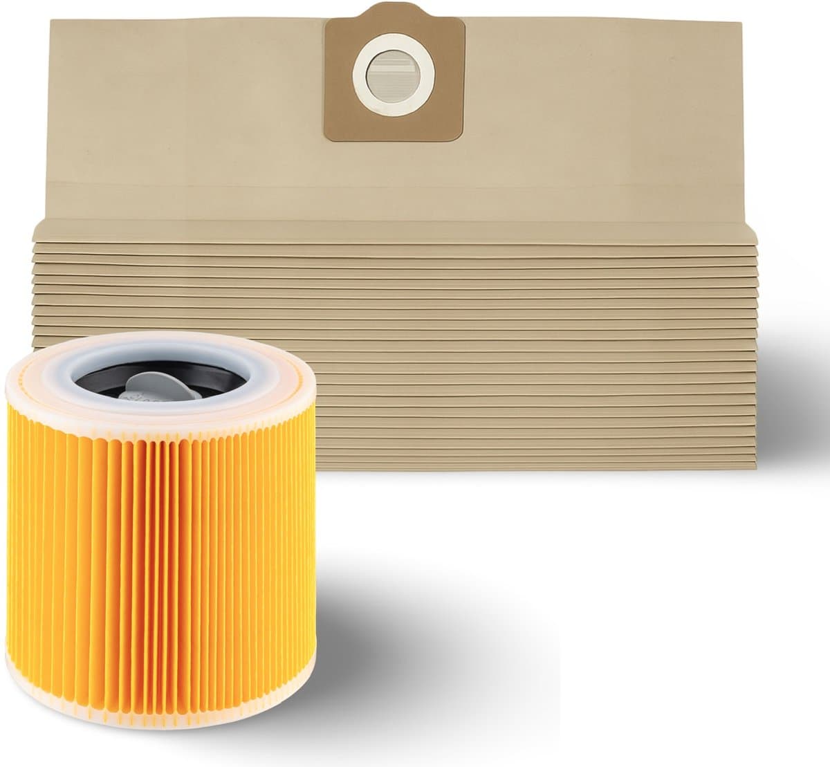 DEGG® - 10x Stofzuigerzakken + Patroonfilter | Geschikt voor Kärcher WD3, MV3, WD3P, MV3P | Langdurige set - Vervangt: 6.959-130.0 & 6.414-552.0 — afbeelding 1