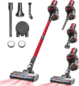 MKSS® Stofzuiger Zonder Zak - Steelstofzuiger Draadloos - Steelstofzuigers - Stofzuigers - Vacuum Cleaner - Rood en Zwart — thumbnail 1