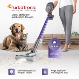 TurboTronic CF7 Draadloze Steelstofzuiger met Handstofzuiger - Hoge Zuikracht - Kruimeldief - Paars — thumbnail 2