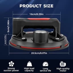 Sterke Glasheffer met Zuignap en Manometer - Draagkracht 200 kg - Vacuüm Tegellifter voor Tegels en Laminaat — thumbnail 5