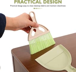 Mini Bureau Bezem - Stofblik Set - Tafel Schoonmaken - Geruisloze Reiniging - 18.5 cm - Groen — thumbnail 5