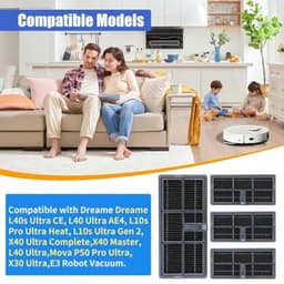 PromoHome HEPA-filters voor Dreame L10s Pro Ultra Heat, L10s Ultra Gen 2, L40s Ultra CE, L40 Ultra AE4, X40 Ultra Complete, X40 Master, L40 Ultra, X30 Ultra, Mova P50 Pro Ultra, E30 Ultra Robotstofzuiger - Set van 2 — thumbnail 4