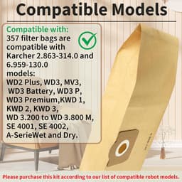 6 stuks stofzuigerzakken voor Karcher Unikstone en WD3 Karcher 6.959-130.0 papieren filterzakken 1629 MV3 A2201/2204/2504/2554/2251/2604 filterzakken- stofzuigerzakken- papieren zakken — thumbnail 5