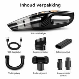 KARZO Draadloze Handstofzuiger – Oplaadbare Auto Stofzuiger – 4 kPa Zuigkracht – 0,3L Stofopvang – USB Oplaadbaar – Met Accessoireset – Zwart — thumbnail 2