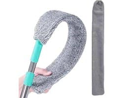 Microfiber Stofwisser - Platte Schoonmaker - Onder Meubels - Buigbare Kop - Intrekbaar - Grijs