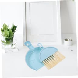 Mini Bezems Stoffer - Reinigingsset - Bureau Schoonmaken - Compact Ontwerp - 18 cm Bezem - Blauw — thumbnail 4