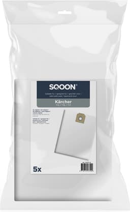 SQOON® Stofzuigerzakken 5 stuks Geschikt voor Kärcher T12 / T15 / T17 - High Filtration - Vervangt modellen 6.904-312, 6.904-315, 6.907-017, 6.907-019 - Voor industrieel gebruik — thumbnail 2