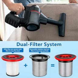 Vervangingsfilter voor Bosch Unlimited Serie 7 Steelstofzuiger – Wasbaar RVS HEPA-filter, Set van 2 met Voorfilter en Reinigingsborstel — thumbnail 4