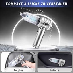 NETTLIFE Kruimeldief Handstofzuiger - 25000Pa Draadloos Oplaadbaar - 4-in-1 Auto Stofzuiger Met Air Duster Blazen - 3 Standen - Draagbaar voor Huishouden & Dierenharen - Zilver — thumbnail 5