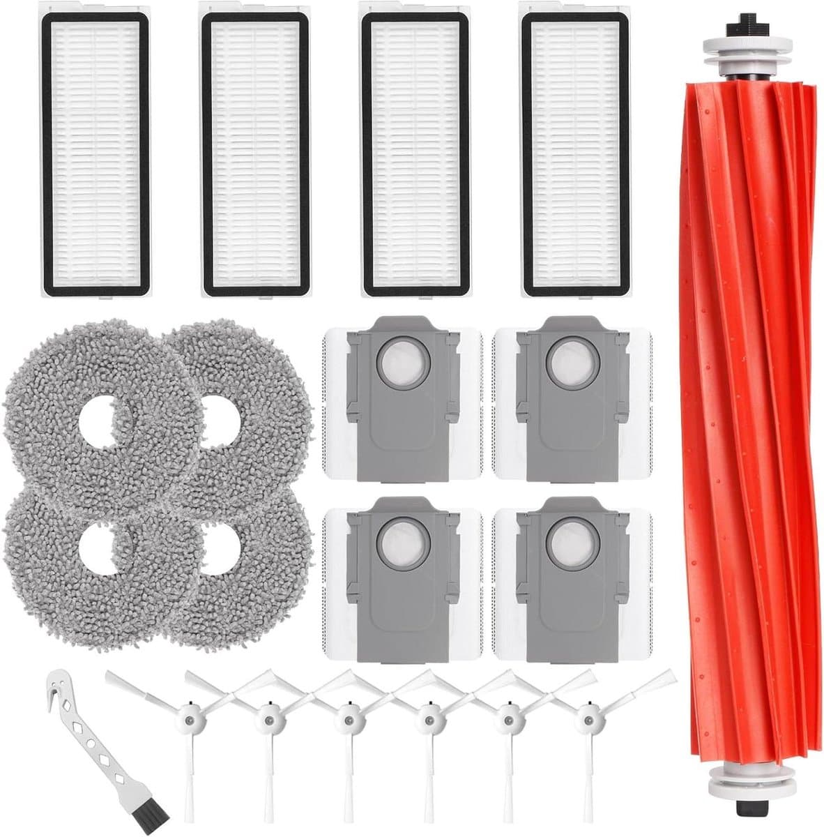 Cosensi - Accessoireset voor robotstofzuigers: 1 hoofdrolborstel, 4 hepa-filters, 4 dweilpads, 6 zijborstels, 4 stofzakken, 1 borstel — afbeelding 1