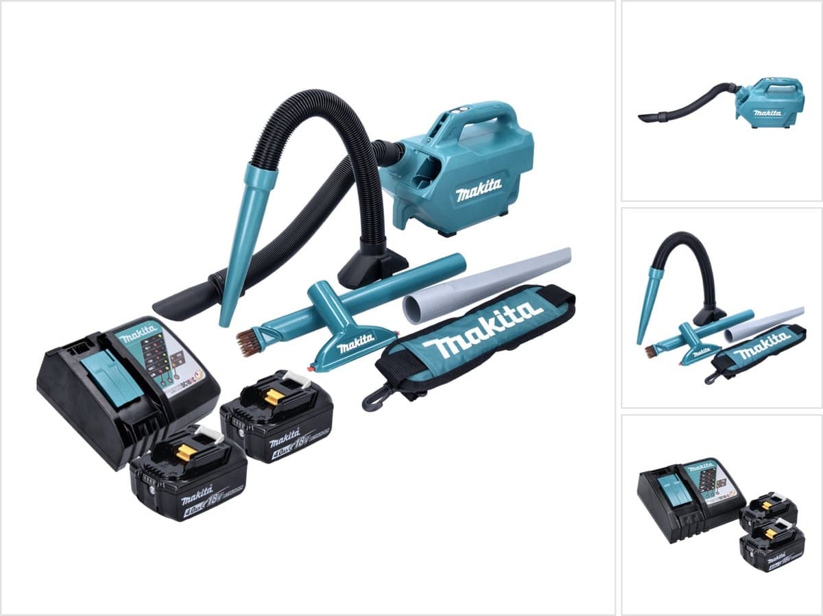 Makita DCL 184 RM accustofzuiger 18 V 54 mbar 0,5 l + 2x accu 4,0 Ah + oplader — afbeelding 1