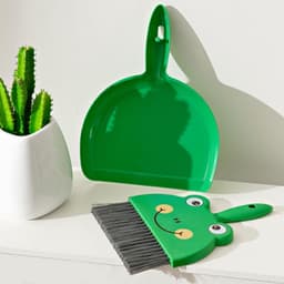 Mini Bezempje - Stoffer en blik - Kleine ruimtes schoonmaken - Compact opbergontwerp - 25 cm - Groen — thumbnail 2