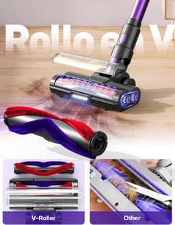 Draadloze Stofzuiger - Steelstofzuiger Elektrisch - Snel Huis Schoon - Krachtige 500W Motor - 60 Min Werktijd - Paars Zwart — thumbnail 3