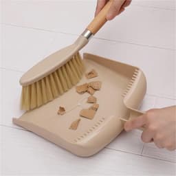 Bezem en stoffer - Mini reinigingsset - Kleine ruimtes reinigen - Houten handvat - 32x21x5cm - Bruin — thumbnail 4