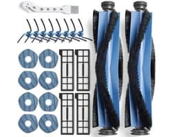 23 Stuks vervangende accessoires Geschikt voor Eufy X10 Pro Omni stofzuiger, accessoireset met 2 hoofdborstels, 4 filters, 8 reinigingsdoeken, 8 zijborstels, 1 reinigingsborstel