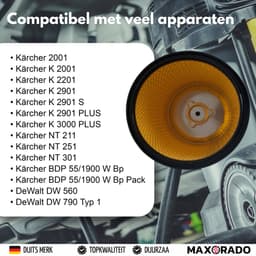 Maxorado 2 stuks cartridgefilters geschikt voor Kärcher K 2001, K 2201, K 2901, K 3000, Plus NT 301 – 6.414-354.0, 1.819-121.0 I, K 2901 - ‎filter voor Nat- en droog stofzuiger — thumbnail 5