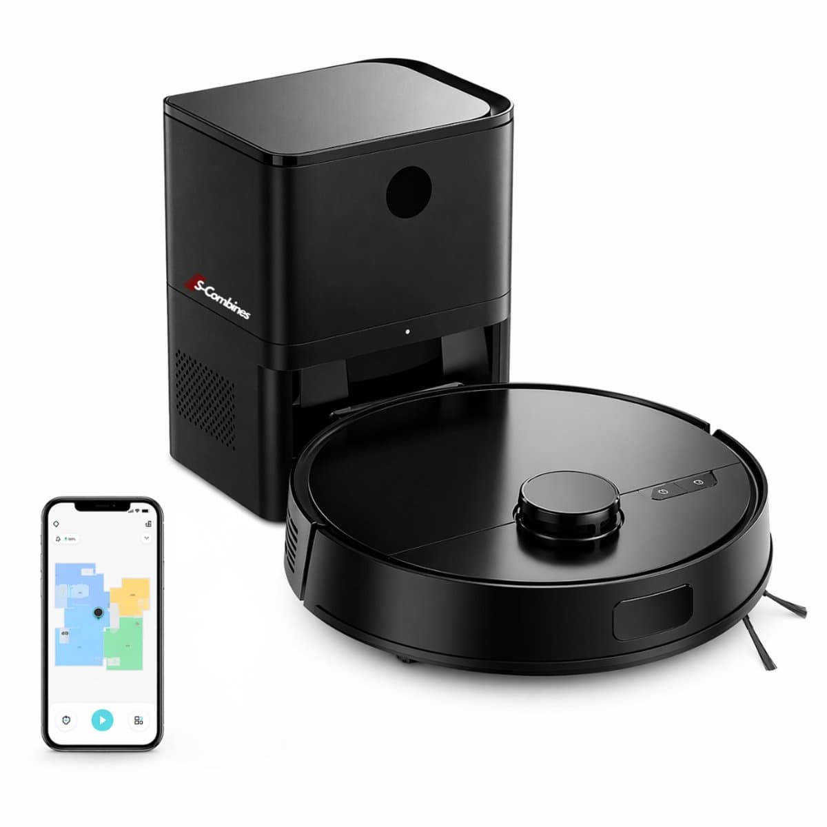 M30 Pro Ultra Robotstofzuiger | Mobiele Applicatie & Obstakelvermijding | Automatisch Leegstation & Anti-Klit Borstels | Slimme spraakassistent | Navigatie | Geschikt Voor Huisdierharen | Lumin Amore | Zwart — afbeelding 1