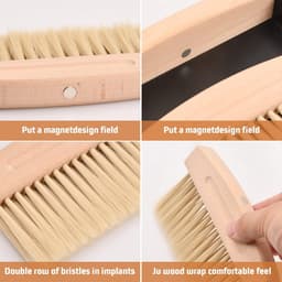 Kleine veegset - Mini stoffer blik - Bureau opruimen - Houtmateriaal - 16 x 13 x 4 cm - Beige zwart — thumbnail 5