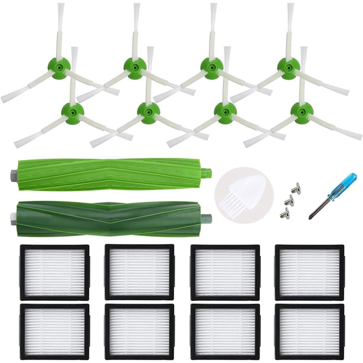 Set van 20 - Stofzuiger Vervangingsset - geschikt voor iRobot Roomba I7+ E5 E6 i7 - E5 - E6 - E7 – 2Borstel Kit – 8HEPA Filter – 8Zijborstel - Een flexibele borstel, een schroevendraaier en drie schroeven - Onderhoudsset — afbeelding 1