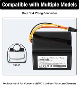 ANTIEE Batterij met 5600 mAh vervanging voor Vorwerk VR200 Vacuum Cleaner, draadloze stofzuiger Total Clean accu 14,4 V - ShopVlot — thumbnail 3