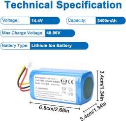 14.4V 3400mAh Vervangingsbatterij voor Diverse Stofzuigers — thumbnail 3