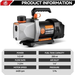 Vacuum Pomp Cordless - 18 V Zonder Lader - 7 CFM Luchtverplaatsing - 1/4 Inch Luchtinlaat - Elektrisch - Voor Koelkast En Airconditioning — thumbnail 1