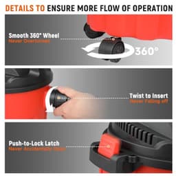 Nat en droog stofzuiger - 800 W motor - 10 liter tank - Rood — thumbnail 4