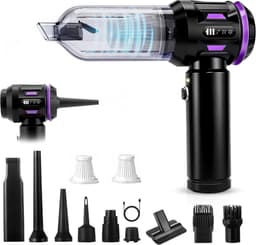 NETTLIFE - Kruimelzuiger - Handstofzuiger - Accu Mini Stofzuiger Draadloos - 25000Pa - 4-in-1 Autostoofzuiger - 3 standen - Draagbare stofzuiger - voor auto Huishouden Dierenharen - violet — thumbnail 1