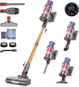 Steelstofzuiger Draadloos - Krachtige Stofzuiger - Huis Reinigen - Automatische Zuigkracht - 75 Min Looptijd - Goudkleurig — thumbnail 1