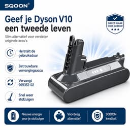 SQOON® accu geschikt voor Dyson V10 steelstofzuiger - Gelijk aan model: 969352-02 - Li-ion 25,2V 2,5Ah 63Wh vervangingsaccu — thumbnail 5