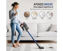 Draadloze Steelstofzuiger - Accu Stofzuiger - Huishouden Schoonmaken - Krachtige Zuigkracht 35.000 Pa - 1 Uur Looptijd - Zwart