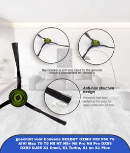 (10 Stuks) Zijborstel Vervangende Onderdelen geschikt voor Robotstofzuiger Ecovacs DEEBOT OZMO 920 950 T8 AIVI Max T9 T5 N5 N7 N8+ N8 Pro N8 Pro DX55 DX93 DJ65 X1 Omni, X1 Turbo, X1 en X1 Plus — thumbnail 5