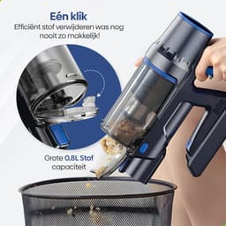 Olvy Steelstofzuiger Draadloos 350W - Met Dweilfunctie - 5 Zuigniveaus - Vacuum Cleaner - Draadloze Snoerloze Stofzuiger - Zonder Zak - Op Accu - 35Kpa - Kruimeldief — thumbnail 4