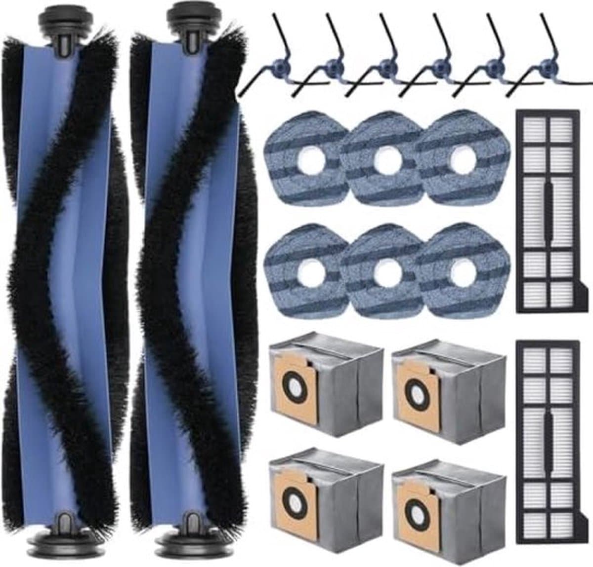 Accessoireset voor Eufy X10 Pro, Omni robotstofzuiger, 4 stofzakken, Saprdii 6 dweildoeken, 2 rubberen rolborstels, 2 filters, 6 zijborstels, reserveonderdelenset X10 Pro, stofzuigerrobot — afbeelding 1