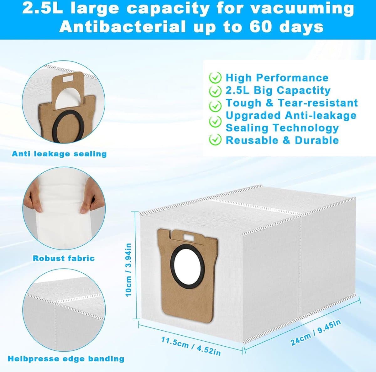 12 stuks stofzakken voor Dreame L10s Ultra en L20 Ultra - stofzuigerzakken voor Dreame L10 Ultra en L20 Ultra - automatisch reinigingsstation - 25 liter grote capaciteit - accessoires — afbeelding 1