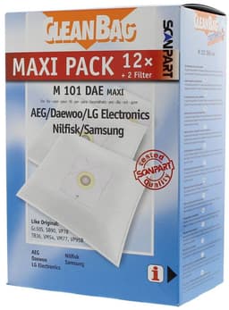 CleanBag stofzuigerzakken 12 stuks - Geschikt voor AEG Deawoo LG Nilfisk Samsung - Type Gr 50 SB90 VP78 TB36 VM54 VM77 VP95B - Inclusief 2 filters - Alternatief - Maxipack - Voordeelpak — thumbnail 5